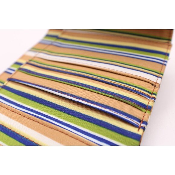 Striped Tri-Fold Wallet Coin Purse Money Card Organizer Pockets Small 5x4" - Picture 7 of 12